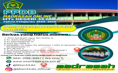 PENGUMUMAN PPDB ONLINE MTsN33 JKT JALUR DOMISILI